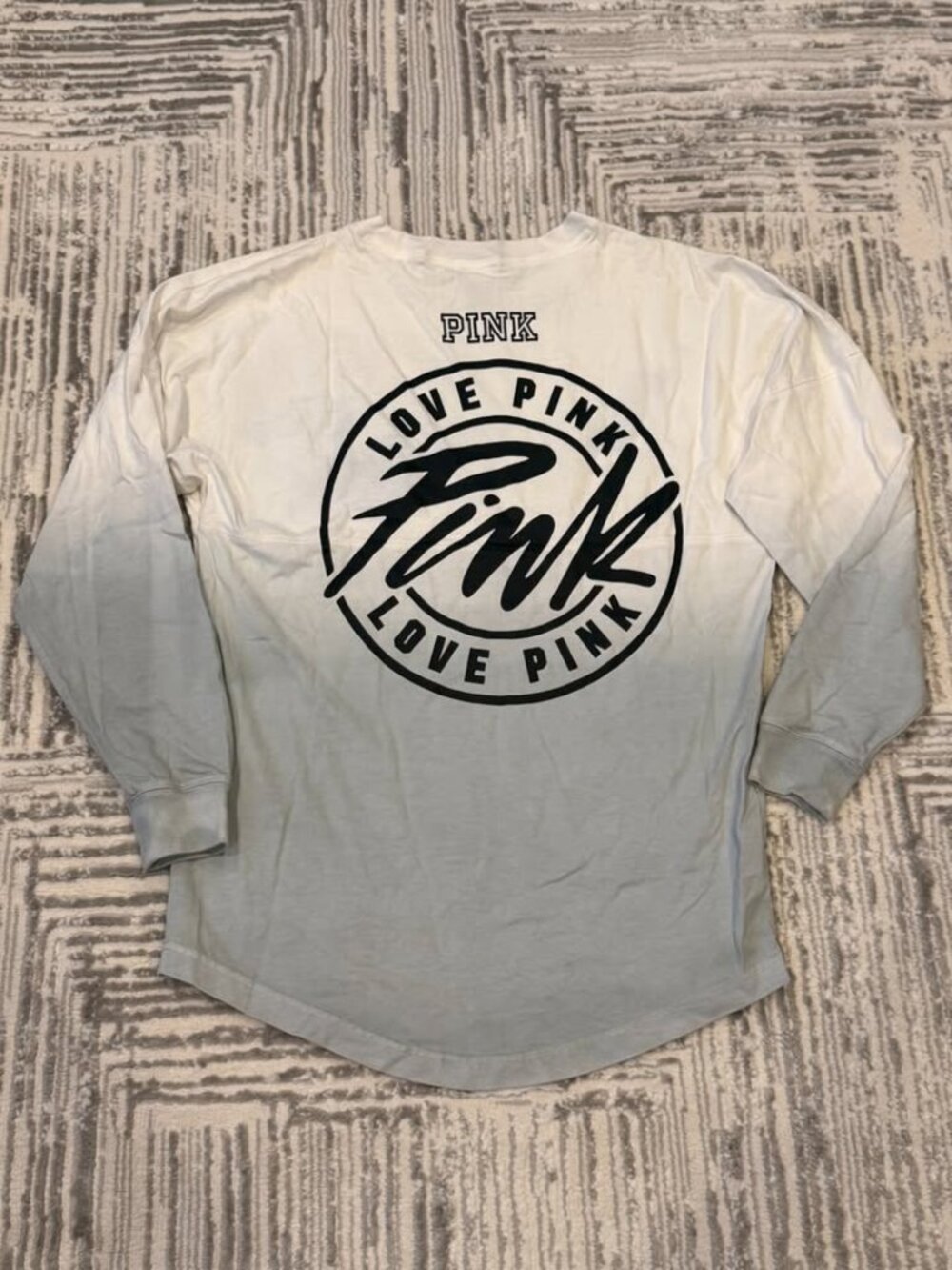 NEW PINK Victoria's Secret women's XS (Oversized) white/blue Ombre shirt